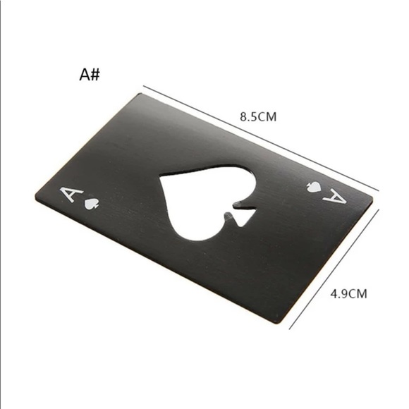♣️HOST PICK Bottle opener beer drinks kitchen poker ace card casino black silver - Picture 3 of 3